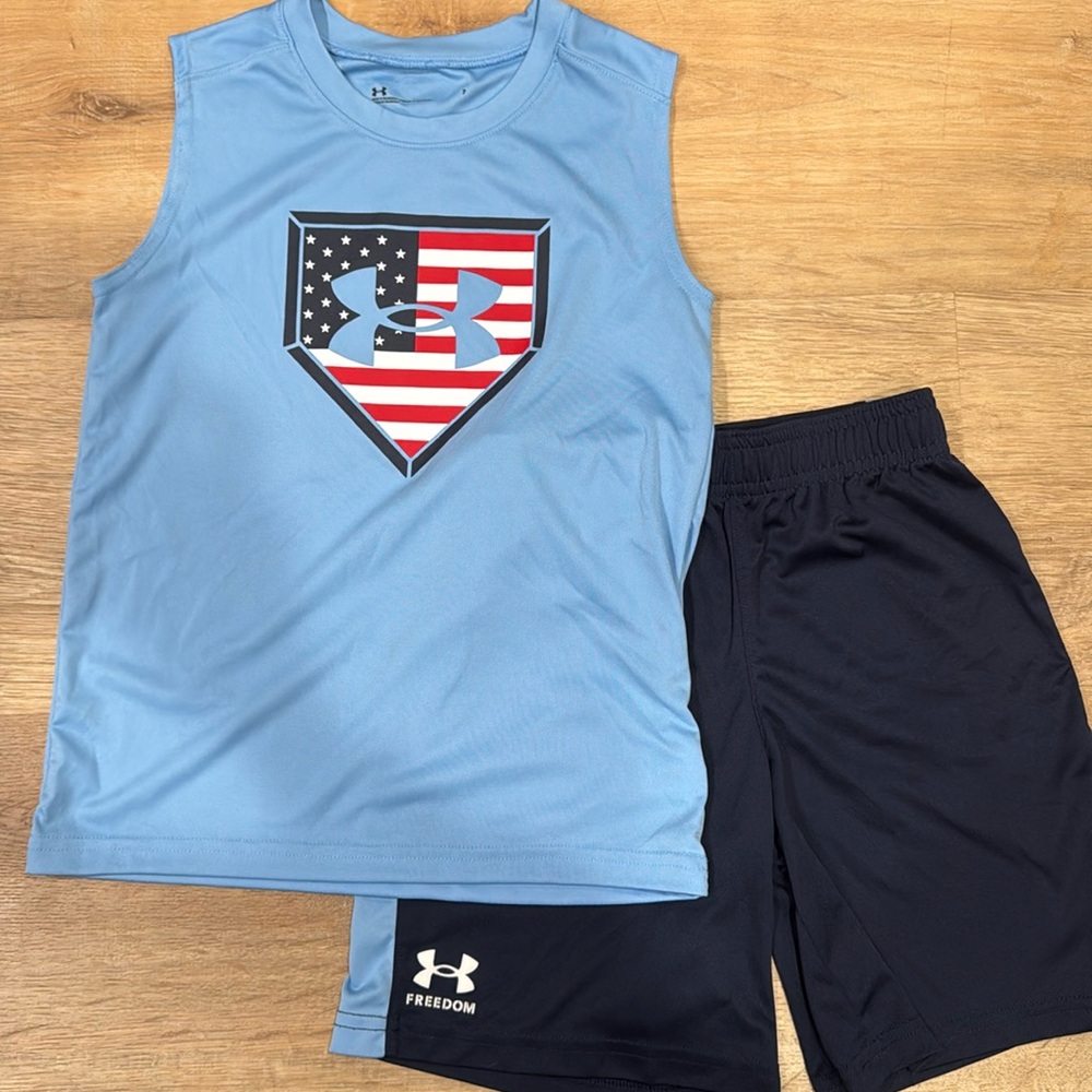 Under Armour Red White and Blue Shorts Set